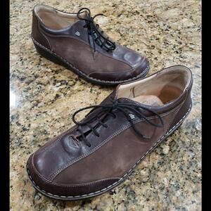 Finn Comfort Walking Shoes Oxfords Brown Leather Suede Lace Up Unisex 41 Men 8.5
